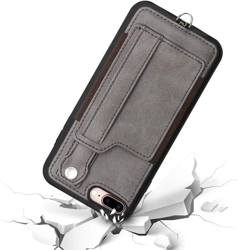 TOOVREN Upgraded iPhone 7 Plus Case, iPhone 8 Plus Wallet Case, Necklace Lanyard Case with Kickstand Card Holder, Ajust Detachable Anti-Lost Lanya...